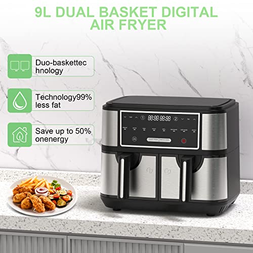 EUARY Best 9L Large Dual Basket Air Fryers – Nouxra